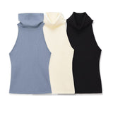 BSK&TRAF Women's Spring 2026 New Fashion Spice Girls High-Neck Sleeveless Straight Vest T-Shirt 478608