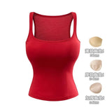 Pure Hot Girl Comic Chest U Collar Vest Women Summer New Wear With Chest Pad Elastic Repair Inside The Top Woman
