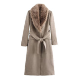 Autumn New Fur Collar Belt Temperament Coat 9225147