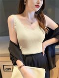 Suspension Vest Women Summer Ice Silk V Collar Small Vest Women Wearing Fashion Small Sling Belt Outside The Bottom Vest