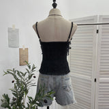 Real Shooting Cowboy Draw Rope Tie With Chest Vest Hair Side To Make Old Short Body Sleeveless Top Woman 2726