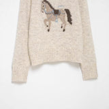 New Winter Wool-Blended Trick-On-Funflower Embroidered Christmas Knitted Sweater