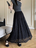French Heavy Industry Embroidery Hook Hollow Dress Woman 2025 Spring Korean Loose Waist Big Swing Gentle Style Long Dress