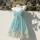 Tea Wear A Set Of Summer Sweet Temperament Slings Pony Pony Short Skirt Small Man Two Sets
