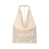 BSK&TRAF Women's Clothing 2025 New Fashion Beads Hanging Neck Top 8305720