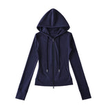 Hooded Yoga Zipper Coat Women 2026 Spring And Autumn New Solid Dress + Rope Straight Trousers Set