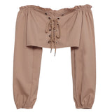 Trending Rope With Bow Long-Sleeved Shirt Ultra-Short Collar Blouse 8885
