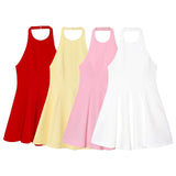 BSK&TRAF Women's Clothing 2025 Summer New Pure Wind Wave Hanging Neck Short Dress 2858777