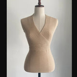 Kits Knitted Shirt Sleeveless Vest Korean New Deep V-Neck Cross-Back Top Women's Summer New Sexy
