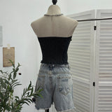 Vintage Babes Cowboy Sling Vest Wearing Single-Breasted Short Sleeveless Top 2728