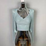 Two Sets Of V-Neck Sling Vest + Knitted Top Dress Girl Short Thin Body