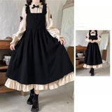 Spring Small Salt Milk Sweet College Wind-Backed Dress Women Loose Folded Cute Two Sets