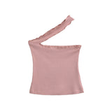Spice Girls Pink Shoulder Bra Vest Inside And Outside Wearing Sexy Elasticity Pure Lust Umbilling Slings