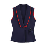 Spring New Double Buckle Double Lint Double Lint Color Trim Vest 4192081401