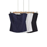 Summer Sexy Babes Fish Bone Brake Stripe Girded Waisted Top Cloth Plus Chest Pad
