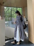Lazy Retro Plaid With Long-Sleeved Shirts And Half-Dress Women's New Fashion Sets In The Early Season