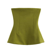 Spring New Double-Sided Cloth Solid-Colored Dressing-Wrapped Top 3641312