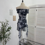 Real Shooting Holiday Wind Shoulder Folding Net Grums Flower Top Design Feeling Drift With Unique T-Shirt 1203