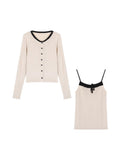 Korean Collider Small Knitted Fashion Set Women's Autumn 2025 New Small Suspension Long Sleeves Ribbon Two-Sleeves