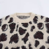 BSK&TRAF Women's Clothing Fall 2025 New Fashion Leopard-Printed Collar Knitted Long-Sleeved Sweater