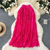 Rassel Dress Women 2025 Spring And Summer New Tight Waist-Up Thin A-Shaped Skirt In The Long High-Waist Cake Skirt