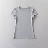 Spice Girls Base Shoulder Short-Sleeved T-Shirts Summer New Elastic Slimming Bottom Short-Sleeved Top