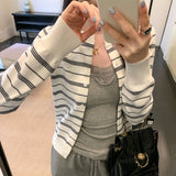 Beautiful And Beautiful Striped Knitted Cardigan Women's Autumn And Winter 2025 New Explosion With High-End Temperament Blouse