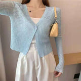Small Fragrant Knitted Cardigan Thin Women's Ice Silk Loose Outer Sun Protection Coat Summer Short Top Long Sleeve