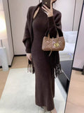 French Temperament Lazy Knitting Two Sets Of Women's Autumn And Winter New Loose Cassette Shawl Vest Vest Dress Suit