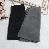Solid Color High-Rise Thin Suit Half-Body Skirt Summer Basic Anti-Walking A-Word Ass Short Skirt 8615