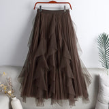 Vintage 100-Fold Dress Irregular Thin A Sub-Net Dress 2025 Spring New Long Skirt Women's Summer