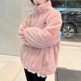 Milk Fufu Small Fragrant Wind Pink Lamb Wool Coat Women Winter Thick Small Senior Plush Collar Baseball Suit