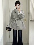 High-End Gray Hair Coat Women 2026 Autumn And Winter New Tice With Waistnut Coat Small Looks Super Good