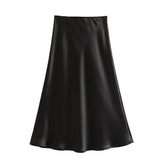 Spring 2025 New Tight Waist Simple Set Solid Color Lirt Solid Color Half Body Skirt