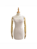 Pure Wind With Chest Cushions With Skirt Femininity Small Retro Waist Tight Bottom Hottie Short Skirt