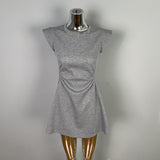Early Autumn New Temperament Round Neck Folding Body Folds Casual Solid Slime Short-Sleeved High-Waisted Dress