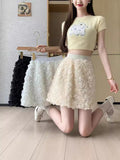 Summer New Cake Skirt Rose Petal Chiffon Skirt Pony Skirt Lace Folding Skirt