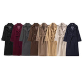 BSK&TRAF Women's Clothing Fall 2025 Classic British Hair This Double Buckle Wind Coat Coat