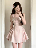 Sweet And Lovely Breeze Pink Lace Sleeveless Dress Girl Bow Bowed Waist Ponmp Dress Princess Dress Summer