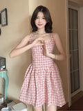 French Sweet Pink Lattice Sling Dress Women's Summer 2026 New Unique Beautiful Throwing Small Skirt