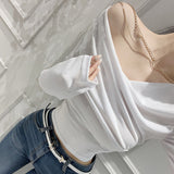 New Design Folds Long-Sleeved Chain Removable T-Shirt Short Tops Slime Shoulders