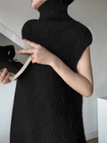 Futender Sweater Vest Women Early Autumn New Lazy Wind Lax Feeling High-Neck Imitation Sable Loose Sleeveless Top