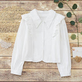 French Retro Lotus Side Spliced Short Shirt Lady Temperament Slimming Foam Sleeve Top