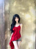 Solid-Colored Flower Sling Vest Female Slimy Thai Southeast Asian Top