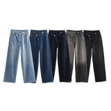 Autumn New Double Trousers Waist Wide-Legged Jeans 8197232