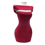 South Korea Dongdaemun Summer Autumn New Temperament Sexy Word Collar Empty Shoulder Body Braided Hips Dress