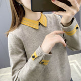 Spring And Autumn Bottom Shirt Women's Collar Blouse Large Loose Free Doll Collar Knitted Casual Casual