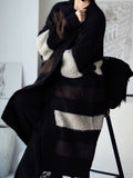 Mid-Autumn 2025 New Lazy Windy Mid-Changed Long-Striped Thick Sweater Knitted Jacket Woman