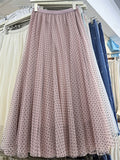Net Yarn Half Body Cake Skirt Oversized Umbrella Skirt Long Heavy Industry Velvet Wave Point A Font Ponbo Net Yarn Skirt
