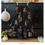 High-End Retro Print Mesh Splicing Half-Dress Dress Women Autumn 2025 High-Waist A Skirt On Both Sides Of The Big Swing Skirt